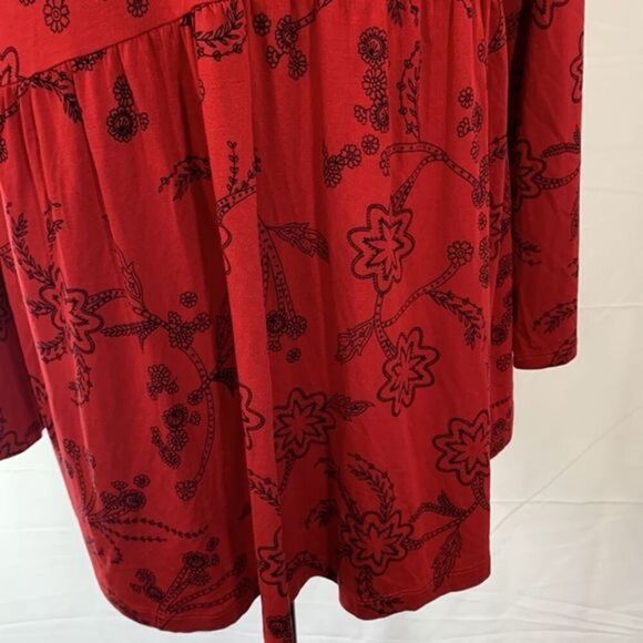 Love & Legend Red & Black Paisley Babydoll Top - Picture 3 of 9